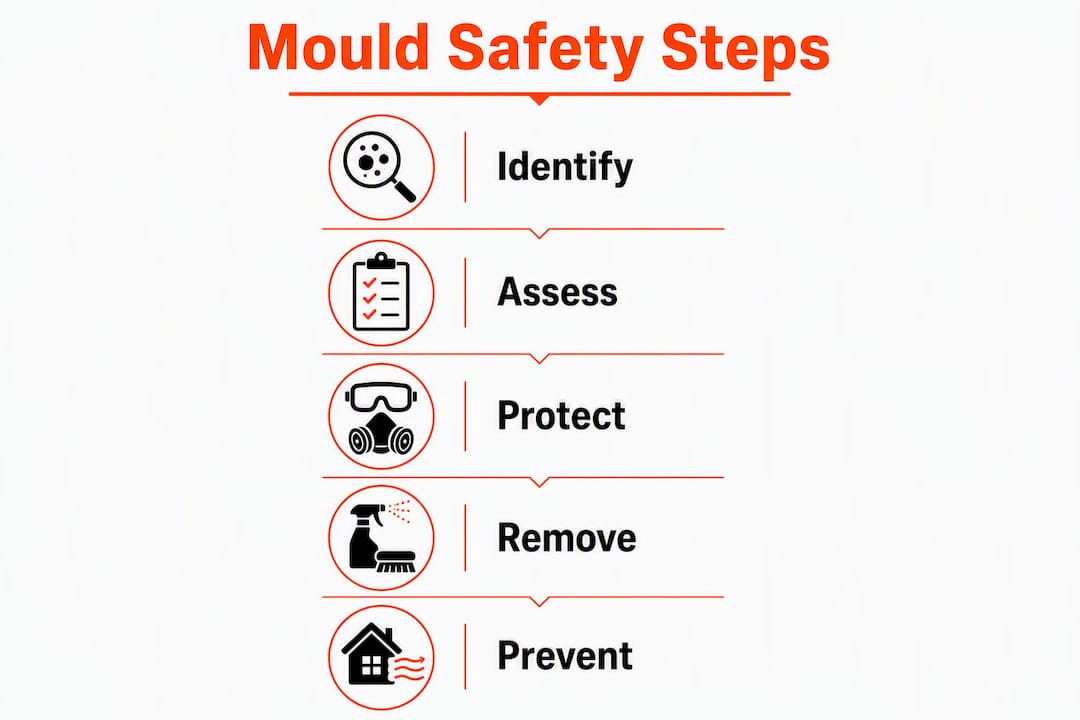 Infographic showing mould safety steps