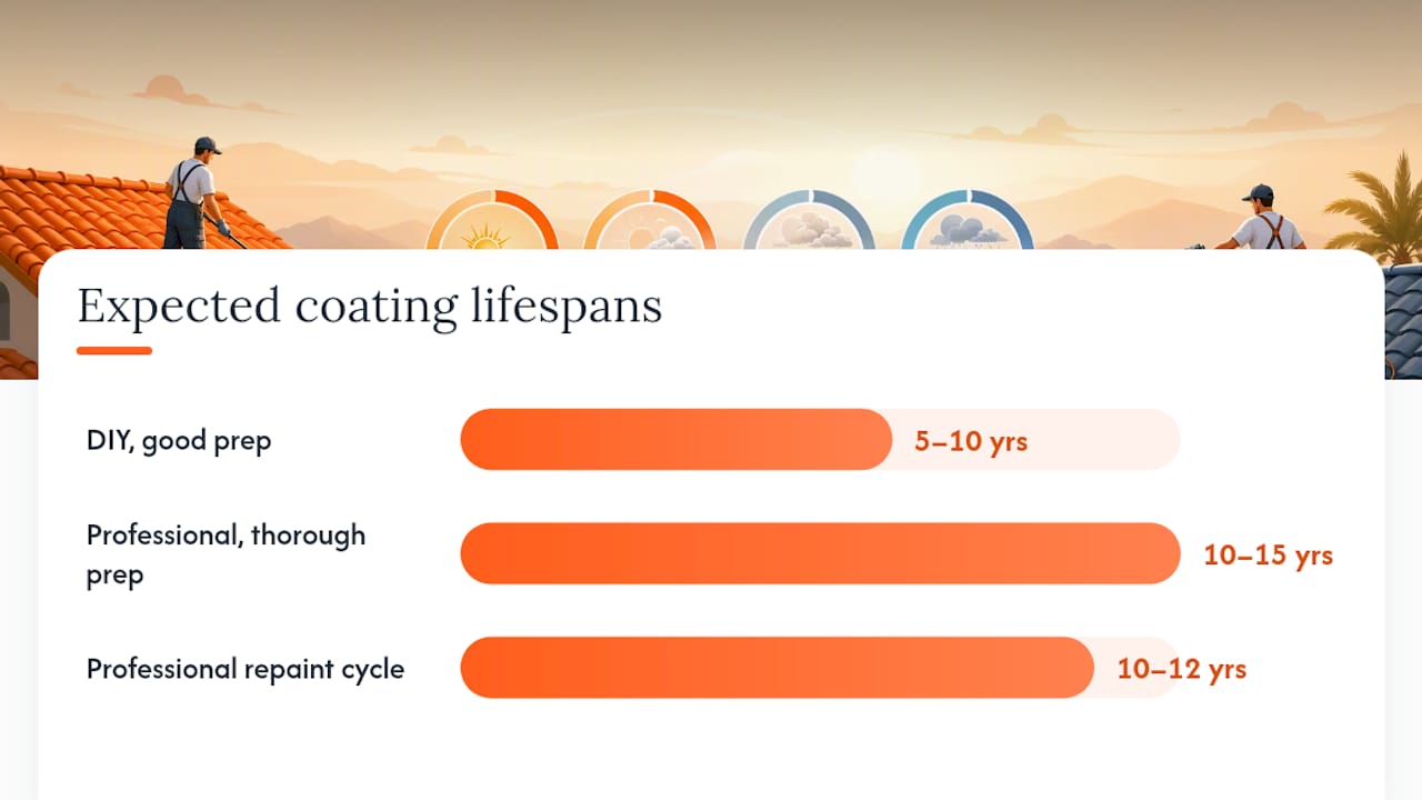 Comparison diagram of tile roof painting lifespan and key factors