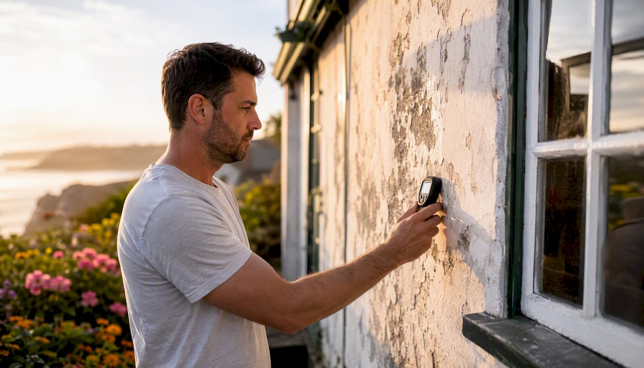 Moisture meter measuring wall moisture