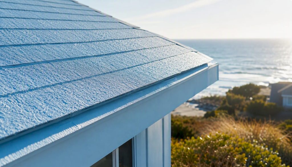 Light coloured coastal roof reflecting sun