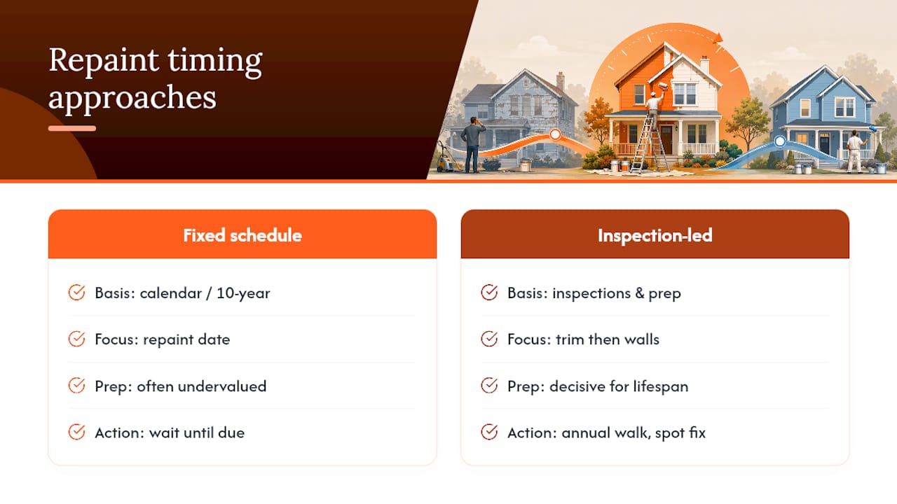 What the guidelines get wrong about repaint timing — overview diagram