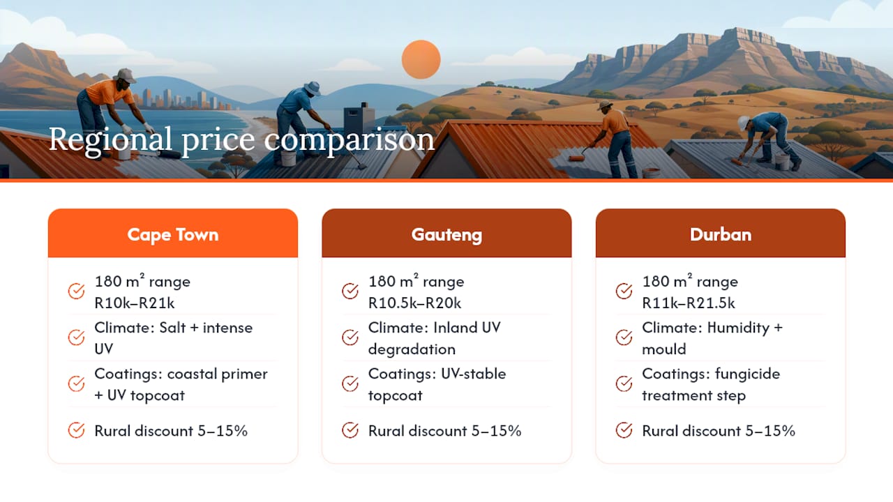 Regional roof painting costs and climate factors
